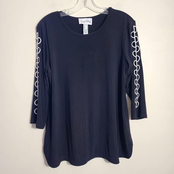 Joseph Ribkoff tee style 201259 black keyhole 3/4 sleeve shirt woman's size 10 - Picture 8 of 8